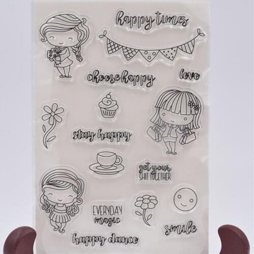 Cute Girl Transparent Clear Silicone Stamp/Seal for DIY scrapbooking/photo album Decorative clear stamp sheets FXL013