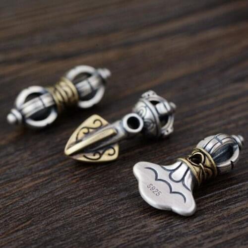 Handmade 925 Silver Tibetan Dorje Amulet Sterling Buddhist Vajra Charm Tibetan Malas Charm Amulet Tibetan Dorje Bell