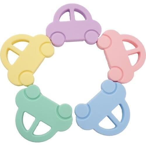 Chenkai 2PCS Silicone Car Teethers Baby Cartoon Cut Teething BPA Free DIY Infant Nursing Pendant Necklace Accessories For Kids