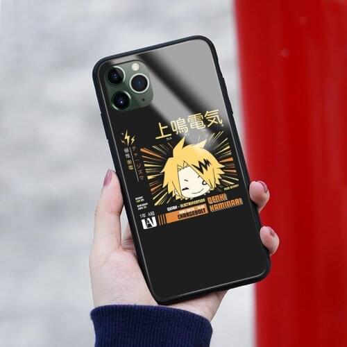 Chargebolt Denki Kaminari BNHA Glass Silicone Phone Case FOR iPhone SE 7 8 Plus X XR XS 11 12 Mini Pro Max Sumsung Cover Shell