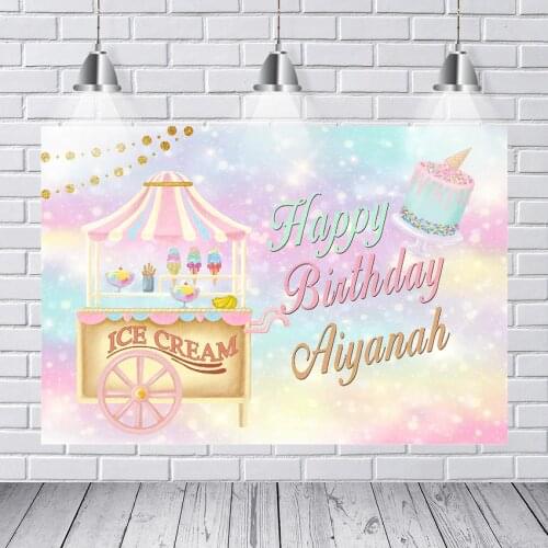 Photography Backdrops Carnival Carousel Ice Cream Shop Happy Birthday Cake Cupcake Custom Photo Studio Backdrop Background Vinyl