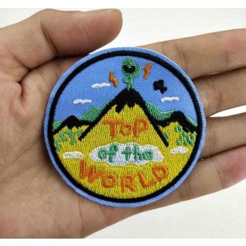 Top of The World Funny Alien Patch DIY Hippie Patch Embroidery Appliques Sew on Iron on Sticker for Clothes Jacket Bag