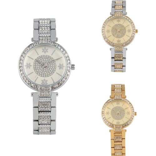 Womens Watch Charming Snowflakes Dial Wristwatch Fashion Diamond-encrusted Quartz Watch for Female Diameter 36mm