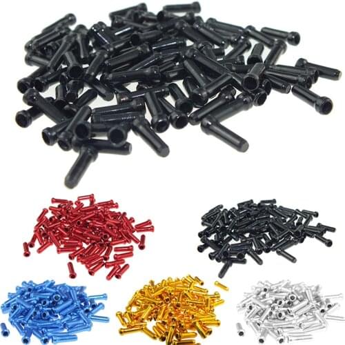 100pcs Bike Cable End Cap Shift Brake Gear Ferrules Aluminum Silver Black Red Blue Gold Cycling Accessories Parts Outdoor Riding