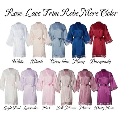 2020 Women Matt Satin Lace Robe Bride Robe Bridesmaid Robes Bridal Wedding Robe Sleepwear Bathrobe Dressing White Robes