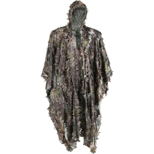3D Hunting Camouflage Ghillie With Cap Suit Clothes Jungle Cloak Poncho Camo Bionic Leaf For Sniper Photography