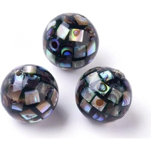Natural Abalone Shell Beads, Abalone/Paua Shell Round Beads, Colorful, 10mm