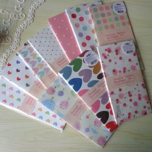 50pcs 18x9cm 10Colorful Dots Heart Cherry Balloon Designs Paper Envelopes Party Favor Bags Kraft Gift Paper Bags