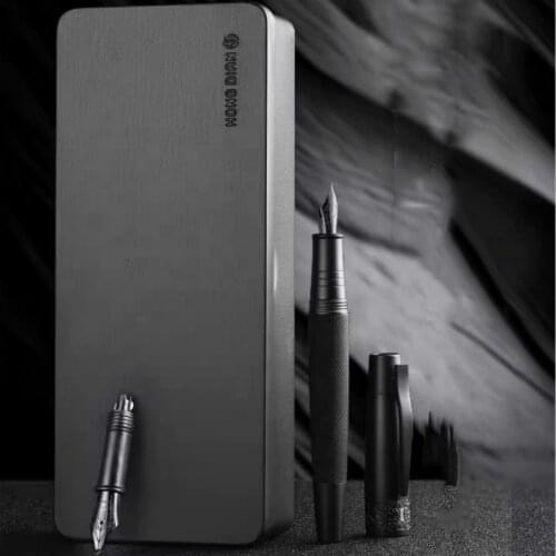 6013 Black Metal Fountain Pen Titanium Black EF/F/Bent Nib Gun-black Cap Clip Excellent Business Office Gift Ink Pen