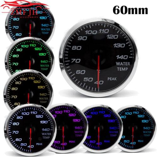 7 Colors Backlight 60mm Water Temperature Gauge 40-140 Degree Pointer Auto Car Modification Water Temp Gauge For 12V Car