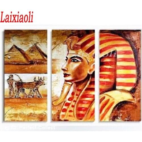Diamond embroidery Egyptian Pharaoh full drill diy Pyramid scenery cross stitch diamond painting mosaic Famous building 3 pcs