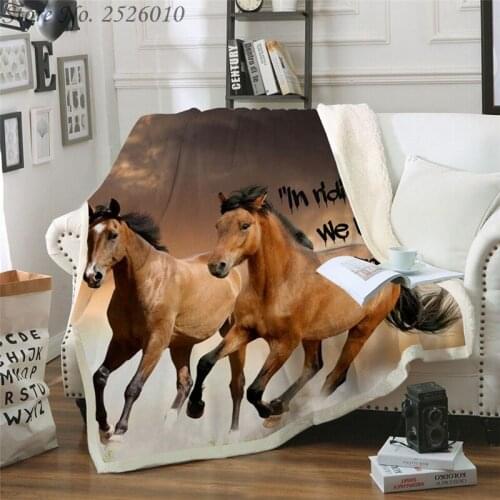 Throw blanket Galloping horse 3D Velvet Plush Blanket Bedspread For Kids Girls Sherpa Blanket Couch Quilt Cover Travel 05
