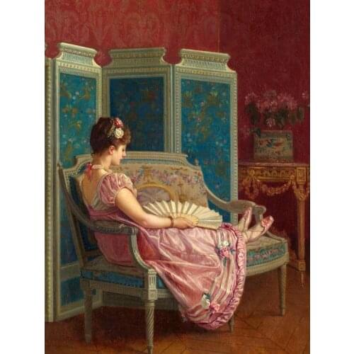 Free shipping classic screen court figure women on couch oil painting canvas printis on canvas home wall art decoration picture