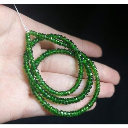 AAA LOOSE BEADS green Diopside roundelle faceted 3-5mm wholesale for DIY jewelry necklace 40cm