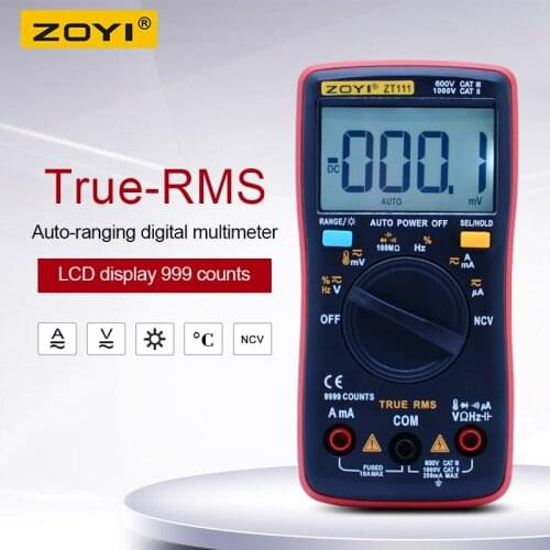 ZOYI ZT111 Mini Digital Multimeter 9999 Counts Ohm AC/DC Voltage Ammeter Current Meter with Temperature and NCV Measurement