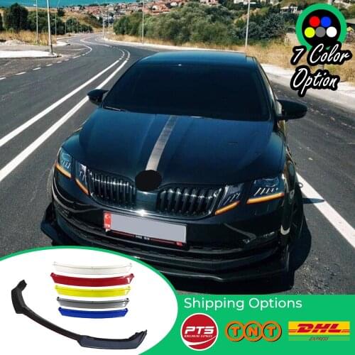 For Skoda Octavia MK3 2013 2014 2015 2016 2017 2018 Accessories Car Front Bumper Lip 3 pcs Black Diffuser Body Kit Spoiler