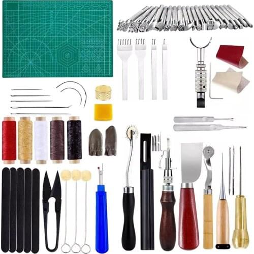 KAOBUY 60PCS Complete Practical Leather Craft Tools Set For For Bookbinding, Sewing, Leather Making
