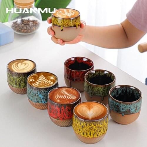 150/85ml Retro Kiln Ceramic Espresso Coffee Cup Home Kung Fu Tea Cup Creative Stoneware Design Home Water Cup Latte Cup