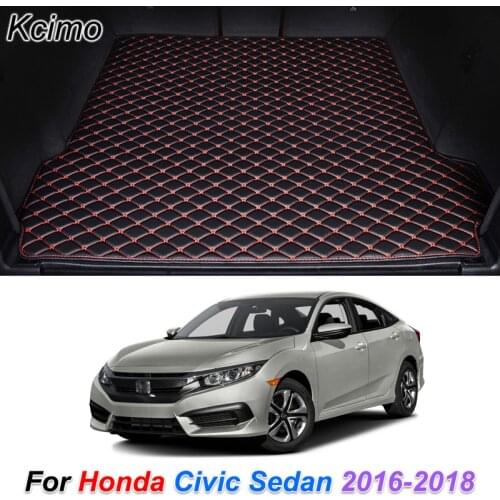 Leather Car Trunk Mat for Honda Civic Sedan 2016 2017 2018 Cargo Liner Trunk Floor Pad Carpet Car Accessories