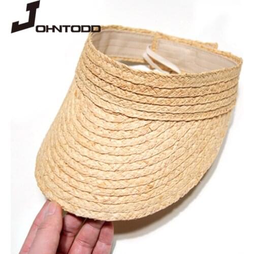 Brand ladies uv roll up korean sun visor hat women sun visor straw raffia sun visor caps straw visor summer hats for women