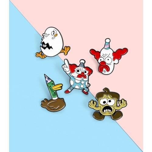 Creative Fun Animal Duck Egg Enamel Brooch Fun Punk Clown Avatar Alloy Pins Badge Accessories Sexy Woman Jewelry Gift For Friend