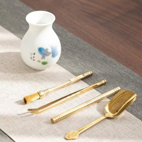 Sheep Fat Jade Brass Tea Ceremony Six Gentlemen Tea Set Accessories Tea Clamp Tea Knife Small Tea Making Tools Tea Infusers