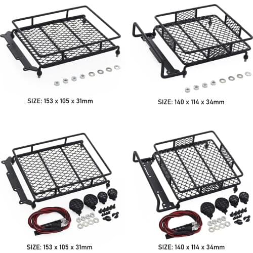 Metal Roof Rack with LED Lights for 1/10 RC Rock Crawler Axial SCX10 Tamiya RC4WD D90 CC01