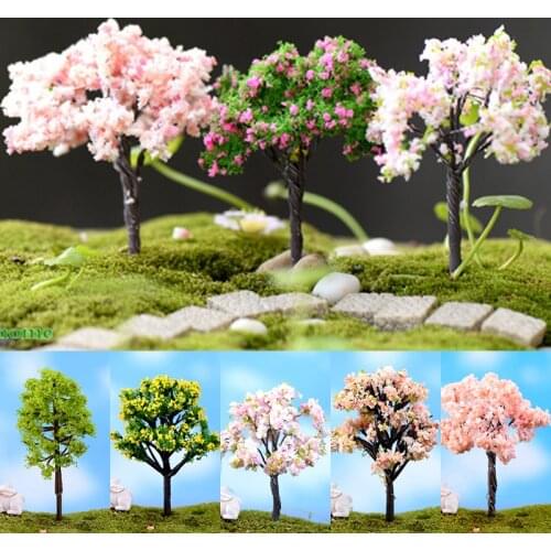 Mini Artificial Pink Tree Willow Miniature Fairy Garden Home Houses Decoration Mini Craft Micro Landscaping Decor DIY Accessorie