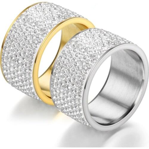 Couple Ring Personality Fashion 8 Row Diamond Stainless Steel High-end Ring Engagement Wedding Ring Finger Party Jewelry