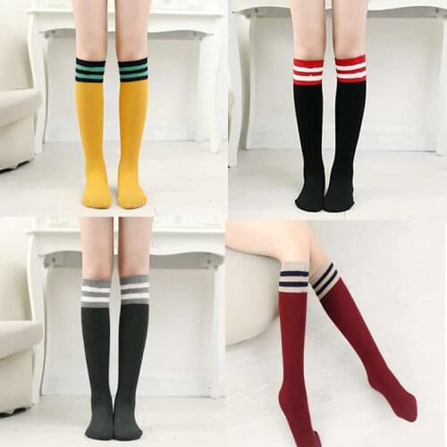 Parent-child Socks Cotton Heap Socks Knee Sock Infant Parallel Bars Stripe Child Infan Two Poles for Straight Knee High Big Girl