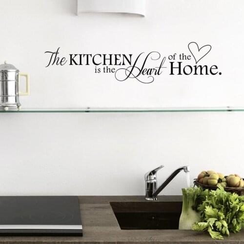 New Kitchen Is Heart Of The Home Letter Pattern Wall Sticker PVC Removable Home Decor DIY Wall Art Wallpaper LW22