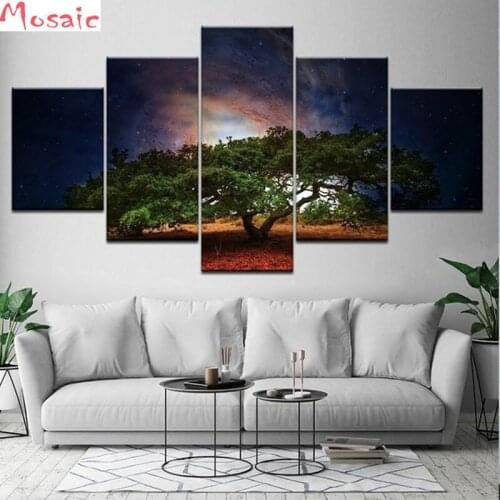 Full Square drill 5D DIY Diamond painting"5pcs/set Millennium Tree"Diamond Embroidery Mosaic Cross Stitch Rhinestone decoration
