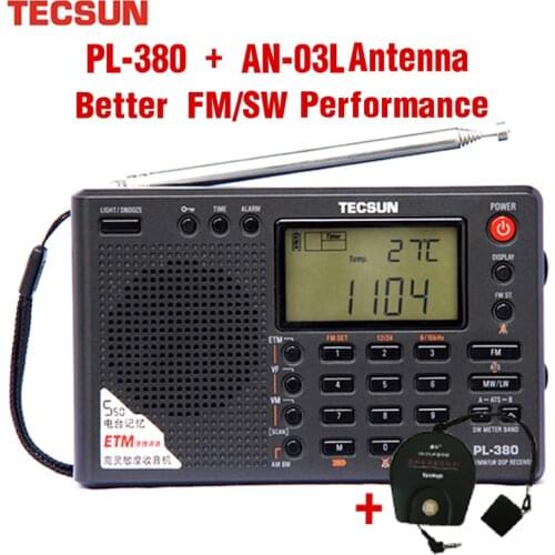 Tecsun PL-380 Radio DSP with AN-03L Professional SW Band External Antenna Fm Am Stereo World Band Receiver VS Tecsun PL-310ET