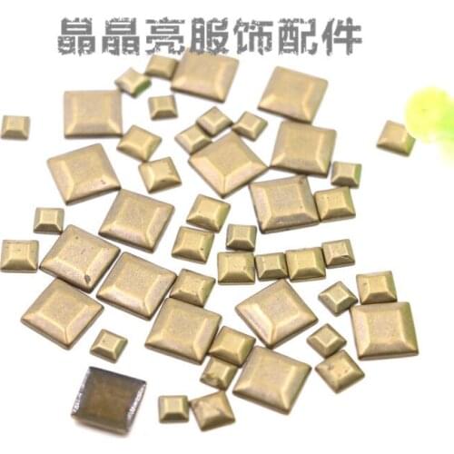 Factory sale 200PCS/LOT Metal Studs Hot fix rhinestones10*10mm Square Shape anti-brass for clothing/shoes/phone good quality