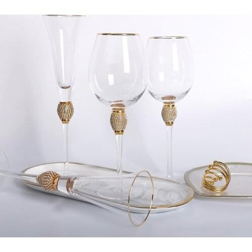 200-600ml Palace Luxury Goblet Gold-Inlaid Diamond Handmade Cocktail Champagne Wine Cup Holiday Gift Red Wine Glass Goblet Glass