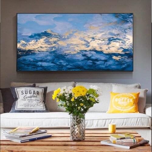 Sapphire Blue Abstract Canvas Art Prints Modern Wall Graffiti Canvas Paintings On The Wall Posters And Prints For Bed Room Decor