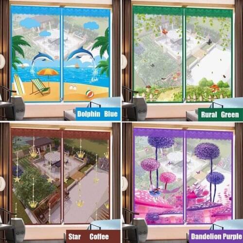 Indoor Embroidery Zipper Opening Inset Window Screen Mesh Home Air Tulle Invisible Anti-Mosquito Net Curtain Removable Washable