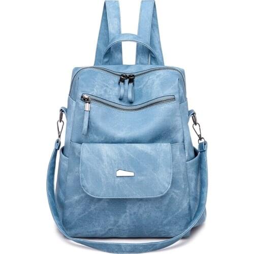 High Quality School Bags for Girls Retro Large Capacity Luxury Women Backpacks 2021 Leather Female Travel Shoulder Bags Backpack