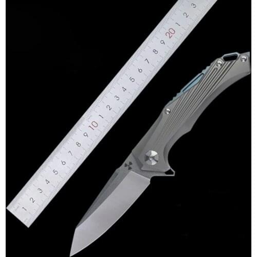 D2 steel blade material titanium alloy handle folding knife self-defense fruit knife outdoor EDC tool knife Christmas gift knife