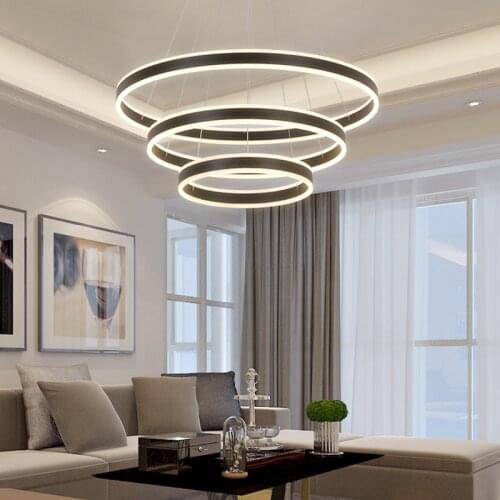 Modern large led ring light sconce office Lighting for Living Room Dining Room study room suspended Luminaire led hanging lights