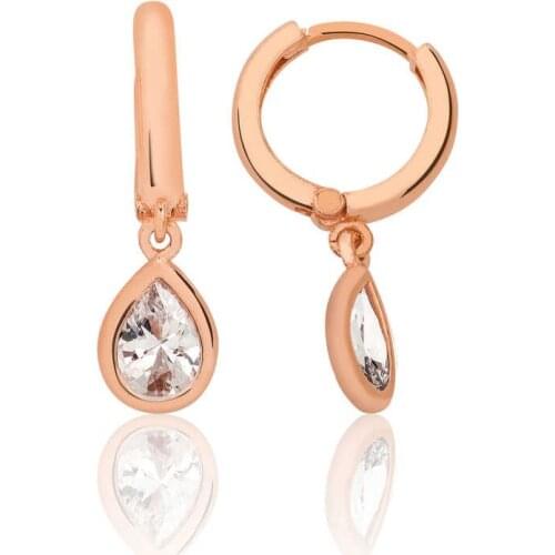 Tevuli 925 Sterling Silver Drop Cubic Zirconia Hoop Earrings