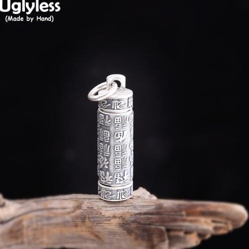 Uglyless China Chic Chinese FU Opening Box Pendants Necklaces NO Chains Unisex Men Women Thai Silver Neutral Jewelry 990 Silver