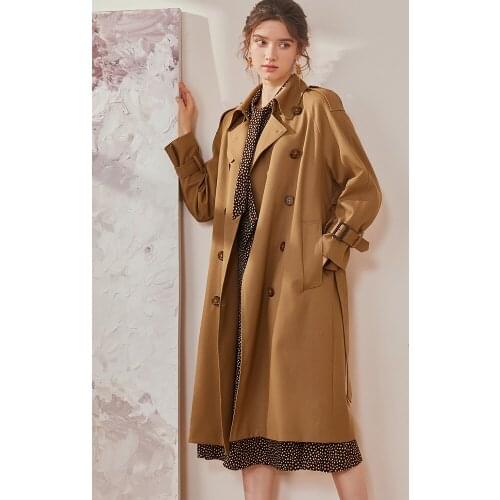 Intellectual British thickened warm windbreaker womens 2021 new lace up coat medium length coat