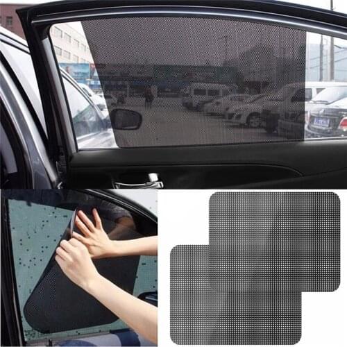 VODOOL 2pcs Black Side Car Sun Shades Rear Window Sunshade Cover Block Static Cling Visor Shield Screen Interior Accessories