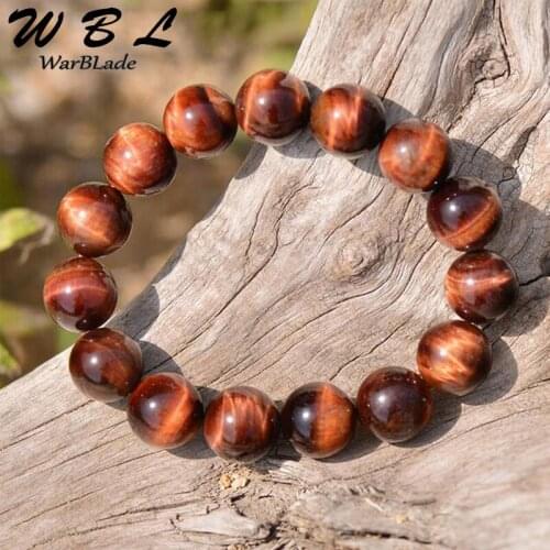 WBL 5A Natural Stone Red Tiger Eye Bracelets Tiger Eye Beads Elastic Rope Chain Bracelets Bangles For Men Jewelry New