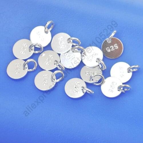 Jewelry Findings Disk Round Wholesale 100PCS 925 Sterling Silver Flat Components+Jump Ring For Necklaces Bracelets Tags