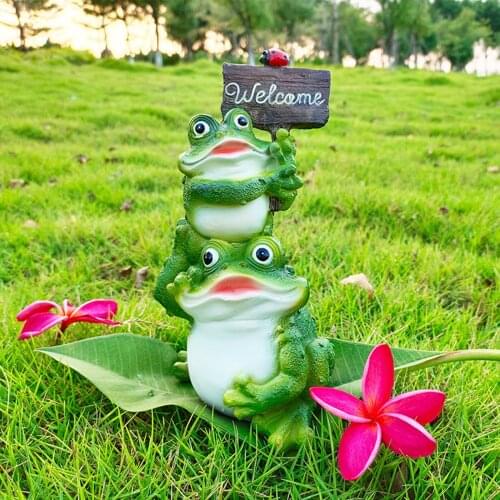 Green Welcome Fog Garden Ornament Sculpture Lawn Decoration Art Figurines