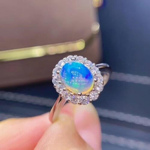 Womens new ring natural opal ring 925 silver luxury atmosphere design exquisite and elegant style