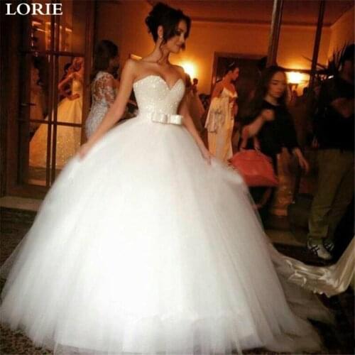 LORIE Princess Wedding Dresses 2020 Beaded Strapless Ball Gown Bride Dress vestidos de novia For Women