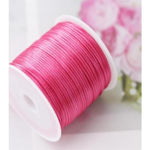 1MM Hot Pink Nylon Chinese Satin Silk Knot Cord Rattail Thread Necklace Macrame String Jewelry Findings Beading Rope #106